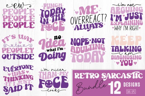 Sarcastic Bundle: Retro Graphics for Crafts Brands